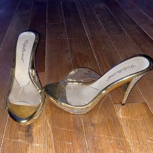 Gold 4in Heels w Rinestones